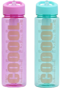 Vandflaske TRITAN 700ml - 48 stk - m køle element, aftageligt sugerør og bærehåndtag. Ø7x24,5cm. 2 ass frv pink/blå